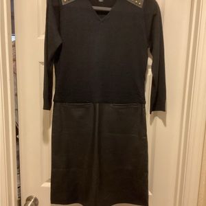 NWOT Dennis Basso faux leather & sweater knit dress .. never worn.
